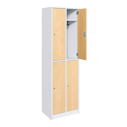 Spindschränke mit Hutboden und Garderobenhaken B/H/T: 66x190x50 cm, Schließfachschrank mit 4 Türen, verschieden schließend