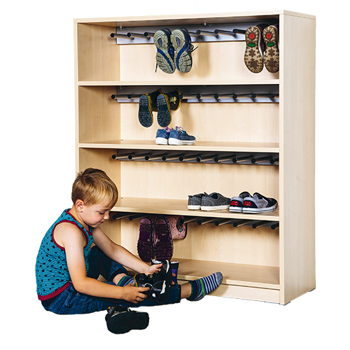 Stiefelregal mit Aufsteckrechen für 10 Schuhe pro Fach, B/T: 100x40 cm Stiefelregal mit Aufsteckrechen für 10 Schuhe pro Fach, B/T: 100x40 cm