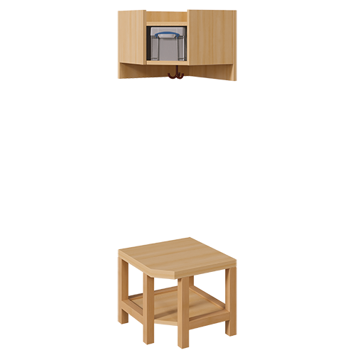 Garderoben-Innenecke, für einfache Ablage inklusive Box B/T: 43x43 cm, ohne Stützen, zweiteilig, Ablage zur Wandmontage