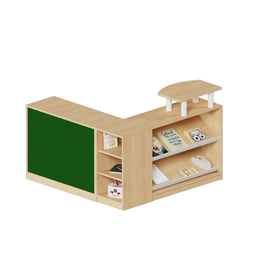 Fertigregalsystem in Korpusbauweise "Liesbeth" B/H/T: 142x100/80x142 cm, Regalsystem mit Kaufmannsladen und Kassenaufsatz sowie Inneneckregal