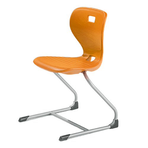 Ergostar Freischwinger Schulstuhl Sitzschalenfarbe Orange, Sitzhöhe 38 cm