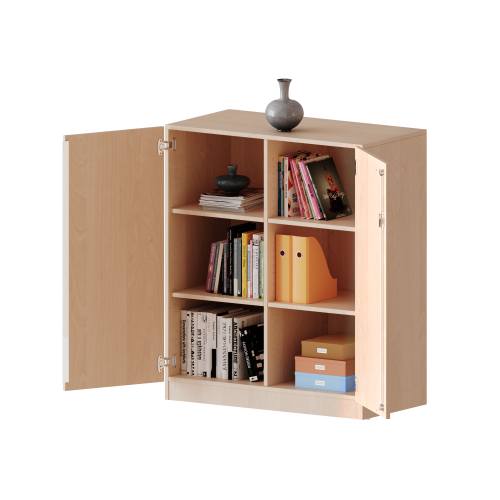 Schrank, 3 Ordnerhöhen - Serie evo180 Gesamthöhe 118 cm, 2 Türen, abschließbar, mit Mittelwand, mit Sockel (81 mm)