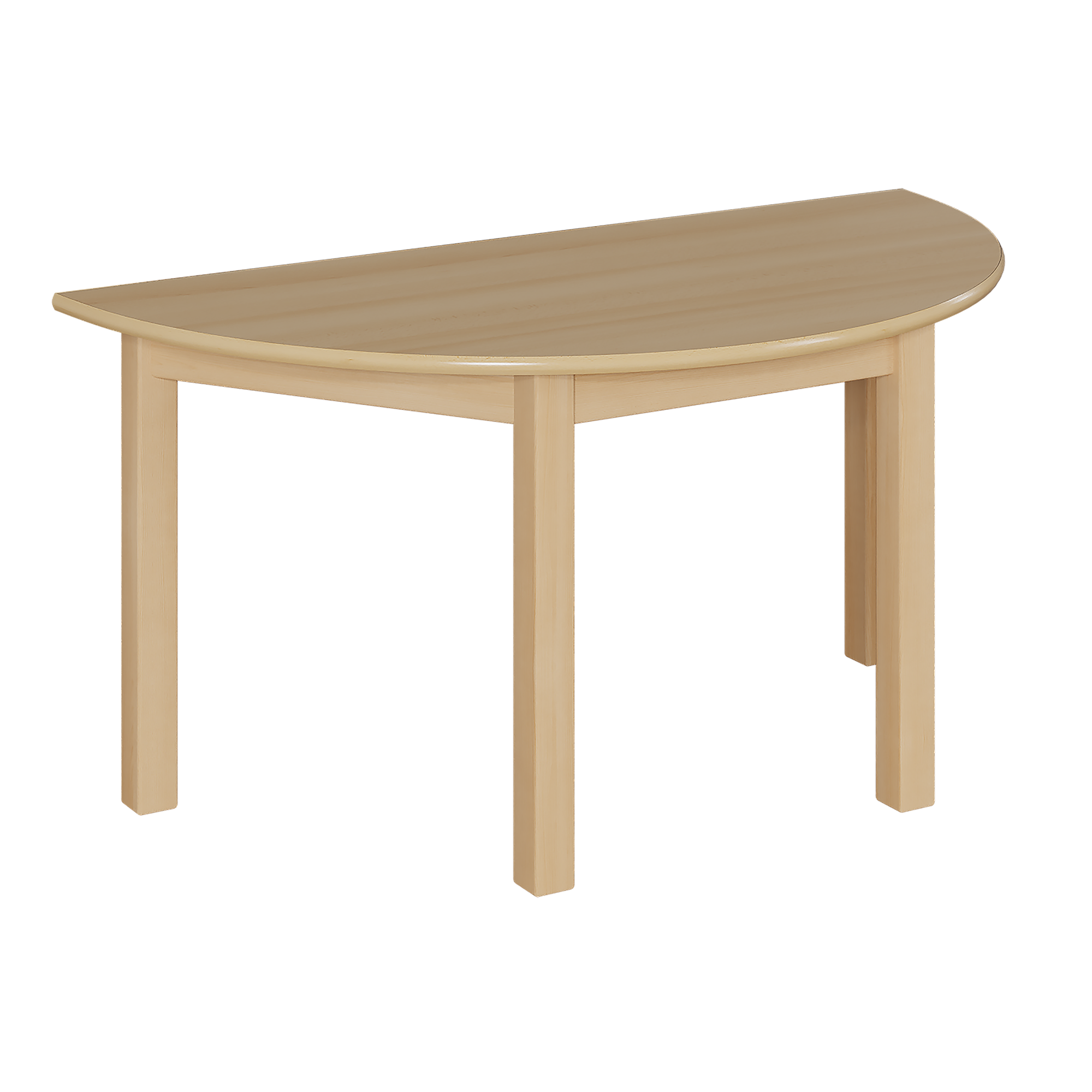 Halbrundtisch mit Massivholzgestell und Schichtstoffplatte B/T: 140 x 70 cm, in 7 Tischhöhen lieferbar