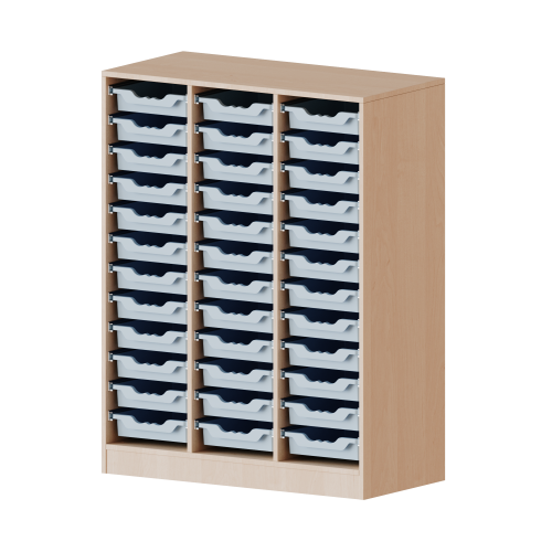 ErgoTray Regal, dreireihig, 3,5 Ordnerhöhen - evo180 Serie Breite 104,5 cm, Gesamthöhe 136 cm, mit Sockel, 36 flache ErgoTray Boxen ErgoTray Regal, dreireihig, 3,5 Ordnerhöhen - evo180 Serie Breite 104,5 cm, Gesamthöhe 136 cm, mit Sockel, 36 flache ErgoTray Boxen