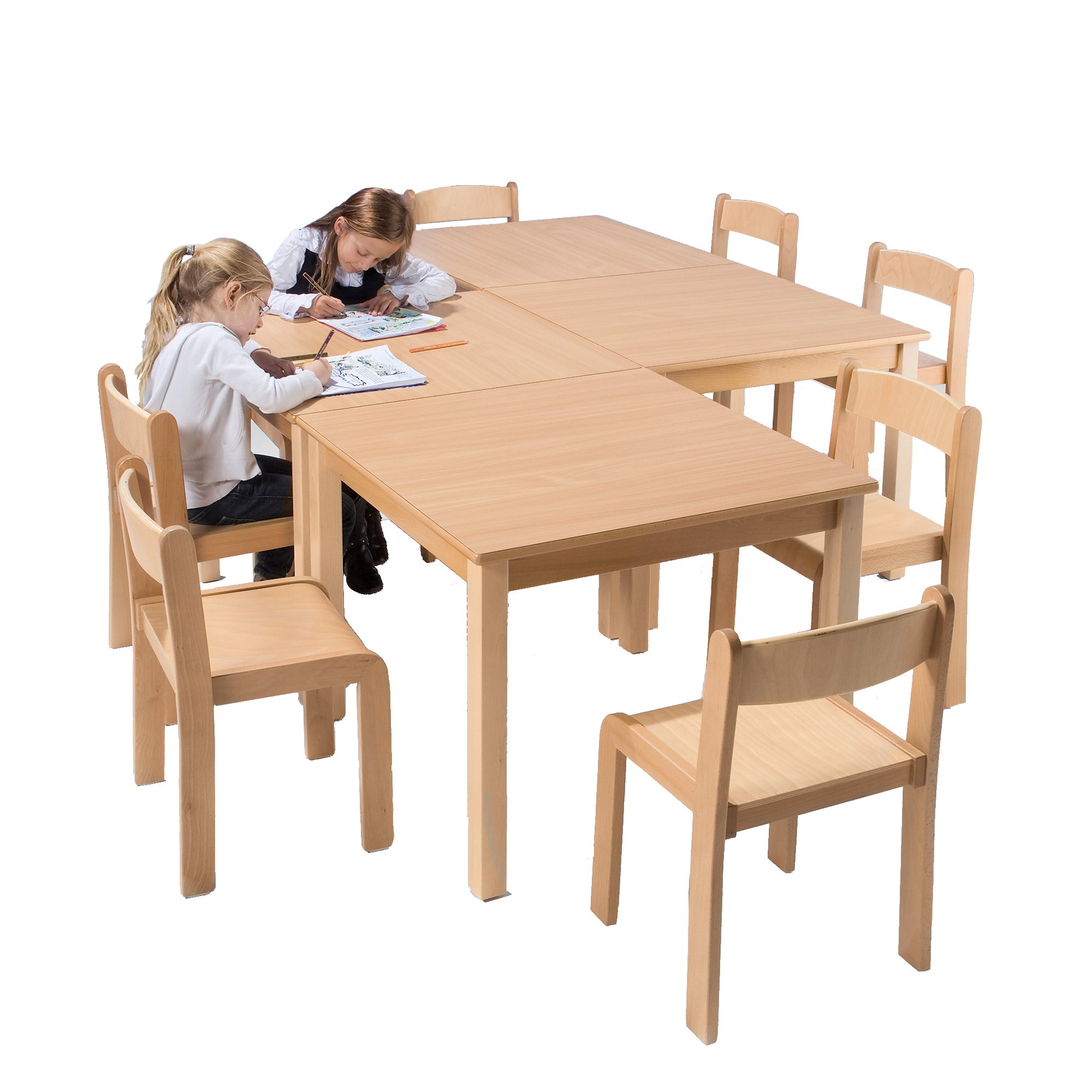 Quadrattisch mit Massivholzgestell und Schichtstoffplatte B/T: 80x80 cm, in 7 Tischhöhen lieferbar
