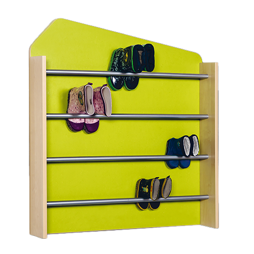 Stiefelwand mit Linoleumrückwand mit Aluminiumrohren für Stiefel