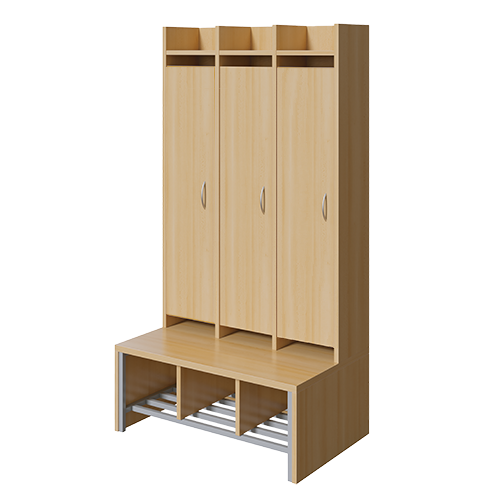 Spindgarderobe, hohe Tür Bank, Schuhrost, 3fach-Haken, H/T: 160x55 cm