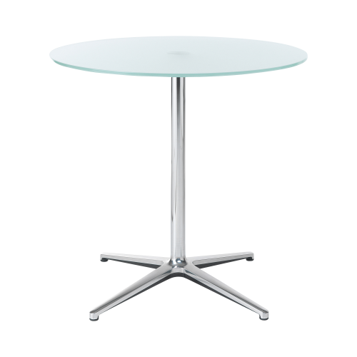 Rundtisch mit 4-armigem Fußkreuz und Milchglasplatte H=60cm D=75cm Rundtisch mit 4-armigem Fußkreuz und Milchglasplatte H=60cm D=75cm