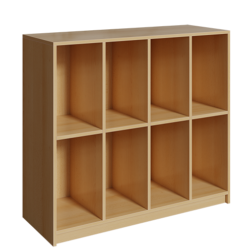 Schultaschenregal mit 8 Fächern B/H/T: 122x109x45 cm, 4reihig mit 2 Fächern übereinander Schultaschenregal mit 8 Fächern B/H/T: 122x109x45 cm, 4reihig mit 2 Fächern übereinander