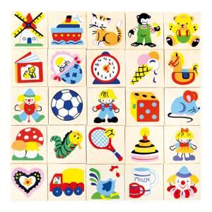 Erkennungsbildchen-Set im Satz zu 25 Stück je 4 x 4 cm, Motive als Sticker, Satz 3, Motive: vom Teddy über den Clown und den Wecker bis zum Milchtopf