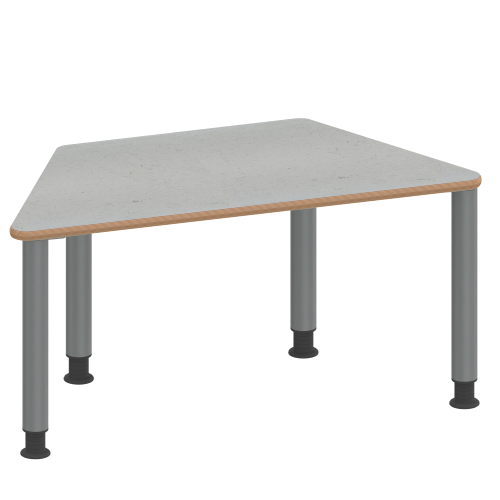 Tisch ZALOTTI mit Linoleum-Belag Trapez-Tische, Maße B/T: 140x70 bzw. 120x60 cm, Höhen 41…76 cm, Stahlrohrbeine Ø 60 mm, Fußvariante: höhenverstellbar