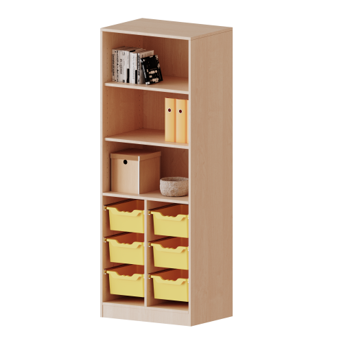 ErgoTray Regal, zweireihig, 5 Ordnerhöhen - evo180 Serie Breite 70,3 cm, Gesamthöhe 190 cm, mit Sockel (81 mm), unten 6 hohe ErgoTray Boxen, oben 2 Einlegeböden ErgoTray Regal, zweireihig, 5 Ordnerhöhen - evo180 Serie Breite 70,3 cm, Gesamthöhe 190 cm, mit Sockel (81 mm), unten 6 hohe ErgoTray Boxen, oben 2 Einlegeböden