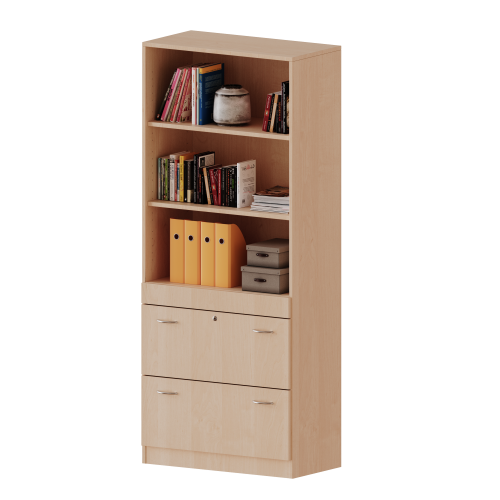 Hängeregister Kombischrank, 5 Ordnerhöhen - Serie evo180 Breite 80 cm, Gesamthöhe 190 cm, 2 Auszüge, abschließbar, oben 3 offene Fächer, mit Sockel (81 mm) Hängeregister Kombischrank, 5 Ordnerhöhen - Serie evo180 Breite 80 cm, Gesamthöhe 190 cm, 2 Auszüge, abschließbar, oben 3 offene Fächer, mit Sockel (81 mm)