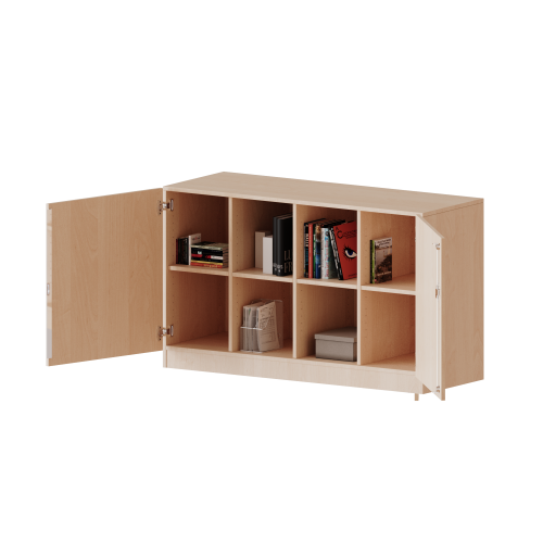 Schrank, vierreihig, 2 Ordnerhöhen - evo180 Serie Breite 138,7 cm, Gesamthöhe 82 cm, zweiteilig, zweitürig, mit Sockel, ohne Boxen