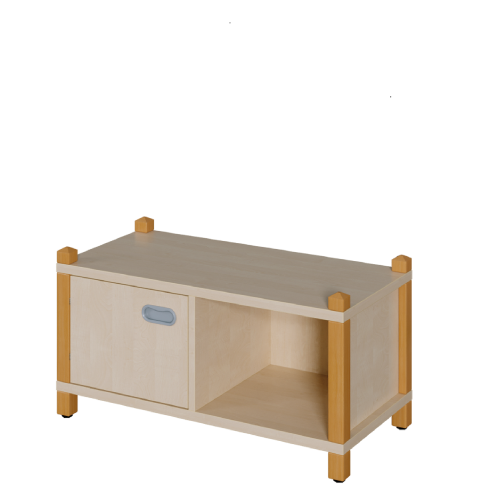 Stollen-Schrank mit einseitiger Tür und offenem Fach B/H/T: 82x40x40 cm, Tür links und Fach auf rechter Seite