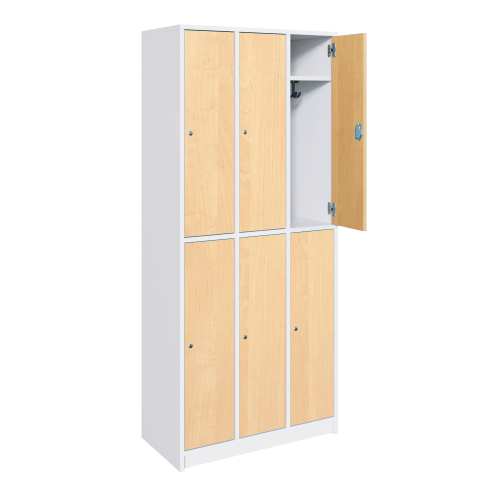 Spindschränke mit Hutboden und Garderobenhaken B/H/T: 98x190x50 cm, Schließfachschrank mit 6 Türen, verschieden schließend