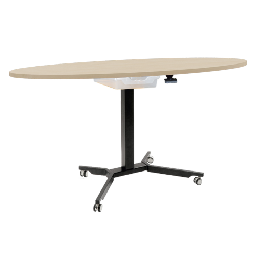 Sitz- / Stehtisch mit Schublade und Vollkernplatte H: 70-111 cm, fahrbarer und höhenverstellbarer Tisch Sitz- / Stehtisch mit Schublade und Vollkernplatte H: 70-111 cm, fahrbarer und höhenverstellbarer Tisch