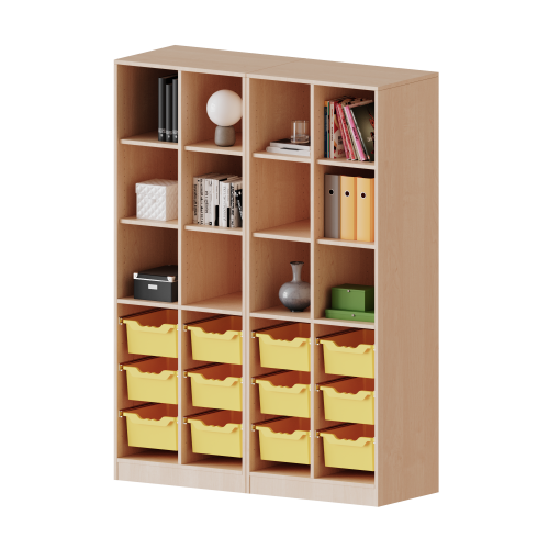 ErgoTray Regal, vierreihig, 5 Ordnerhöhen - evo180 Serie Breite 140,6 cm, Gesamthöhe 190 cm, mit Sockel (81 mm), zweiteilig und Mittelwand, unten 12 hohe ErgoTray Boxen, oben 8 Einlegeböden ErgoTray Regal, vierreihig, 5 Ordnerhöhen - evo180 Serie Breite 140,6 cm, Gesamthöhe 190 cm, mit Sockel (81 mm), zweiteilig und Mittelwand, unten 12 hohe ErgoTray Boxen, oben 8 Einlegeböden