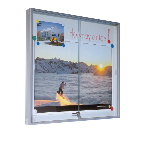 Wandvitrine IA mit Schiebetüren aus Sicherheitsglas und Whiteboardrückwand verschiedene Größen wählbar Wandvitrine IA mit Schiebetüren aus Sicherheitsglas und Whiteboardrückwand verschiedene Größen wählbar