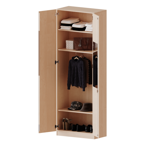 Garderobenschrank mit Spiegel und Garderobenstange, 6 Ordnerhöhen - Serie evo180 Breite 80 cm, Gesamthöhe 226 cm, 2 Türen, abschließbar, mit Sockel (81 mm) Garderobenschrank mit Spiegel und Garderobenstange, 6 Ordnerhöhen - Serie evo180 Breite 80 cm, Gesamthöhe 226 cm, 2 Türen, abschließbar, mit Sockel (81 mm)