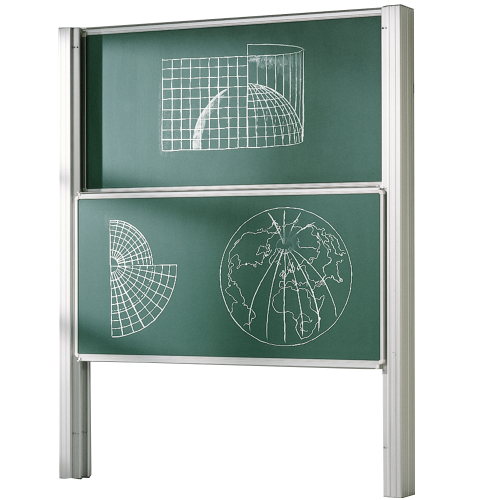 Zwei flächige Pylonentafel aus Stahl, Serie PY2 ST, grün Pylonenschiebetafel