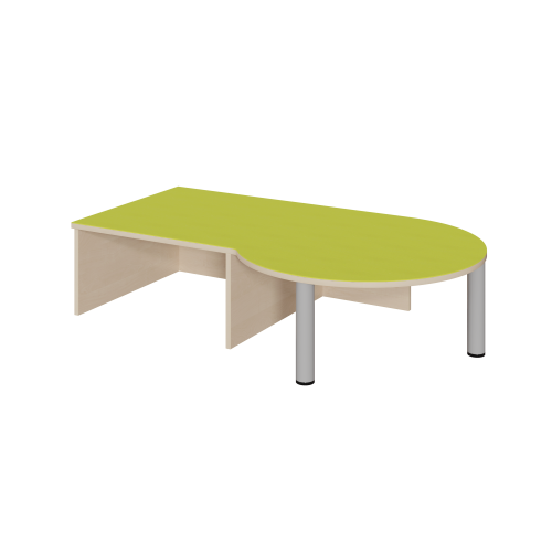 Podest mit Linoleum-Deckplatte und Nische, Rundungsansatz rechts B/T: 150x87/70 cm, Rundungsansatz rechts und Rollkastennische links, Höhe wählbar Podest mit Linoleum-Deckplatte und Nische, Rundungsansatz rechts B/T: 150x87/70 cm, Rundungsansatz rechts und Rollkastennische links, Höhe wählbar