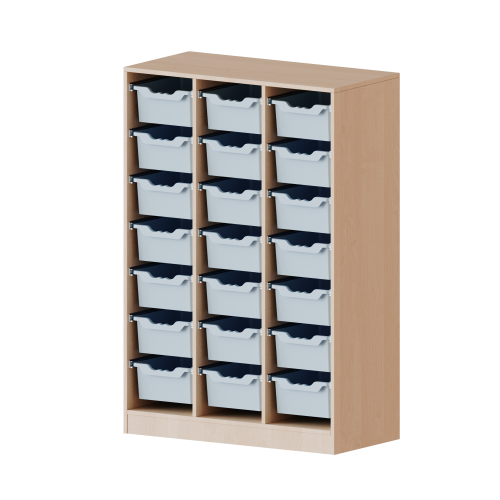 ErgoTray Regal, dreireihig, 4 Ordnerhöhen - evo180 Serie Breite 104,5 cm, Gesamthöhe 154 cm, mit Sockel, 21 hohe ErgoTray Boxen ErgoTray Regal, dreireihig, 4 Ordnerhöhen - evo180 Serie Breite 104,5 cm, Gesamthöhe 154 cm, mit Sockel, 21 hohe ErgoTray Boxen