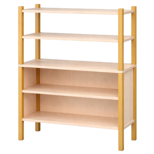 Stollen-Regal mit flacher Sockelnische und 4 Fächern B/H/T: 82x120x40 cm, Regal mit 2 verstellbaren Einlegeböden, unten 3seitig geschlossen, oben offener Regalbereich