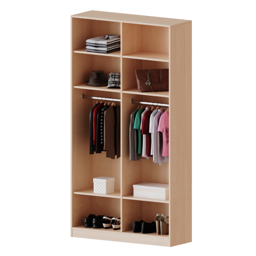 Garderobenregal,  6 Ordnerhöhen - Serie evo180 Breite 120 cm, Gesamthöhe 226 cm, mit Mittelwand, 2 Garderobenstangen, mit Sockel (81 mm) Garderobenregal,  6 Ordnerhöhen - Serie evo180 Breite 120 cm, Gesamthöhe 226 cm, mit Mittelwand, 2 Garderobenstangen, mit Sockel (81 mm)