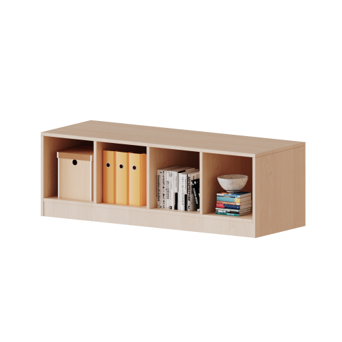 Regal, vierreihig, 1 Ordnerhöhe - evo180 Serie Breite 138,7 cm, Gesamthöhe 46 cm, mit Sockel und Mittelwand, ohne Boxen Regal, vierreihig, 1 Ordnerhöhe - evo180 Serie Breite 138,7 cm, Gesamthöhe 46 cm, mit Sockel und Mittelwand, ohne Boxen