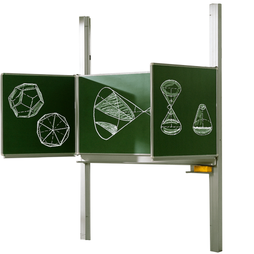 Schultafel Pylonentafel aus Premium Stahlemaille, Serie PYKL Stahlemaille MF 200x100 cm, FF 100x100 cm, 4 m² Schreibfläche, grün