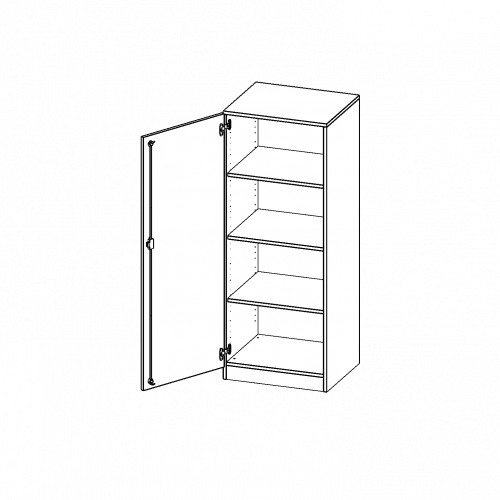 Schrank, 4 Ordnerhöhen - Serie evo180 B/H/T: 60x154x60 cm, 1 Tür, abschließbar, Tür öffnet nach links, mit Sockel (81 mm)