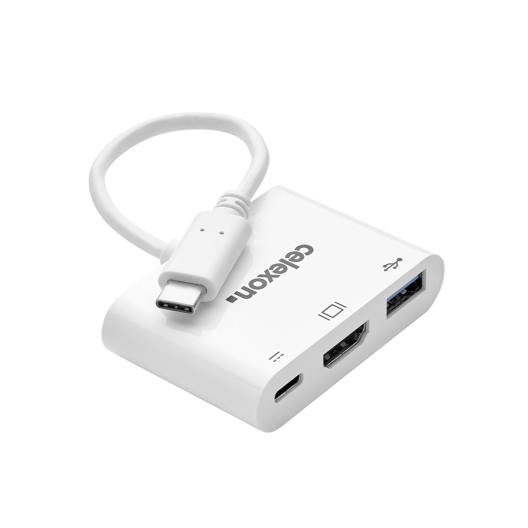 celexon USB-C auf HDMI - USB-A - USB-C M/F Multiport Adapter, weiß