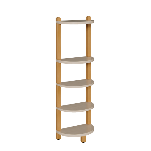 Stollen-Abschlussregal mit festen Böden B/H/T: 20x120x40 cm, 5 feste Böden, zur stirnseitigen Montage an Raumteilerelementen