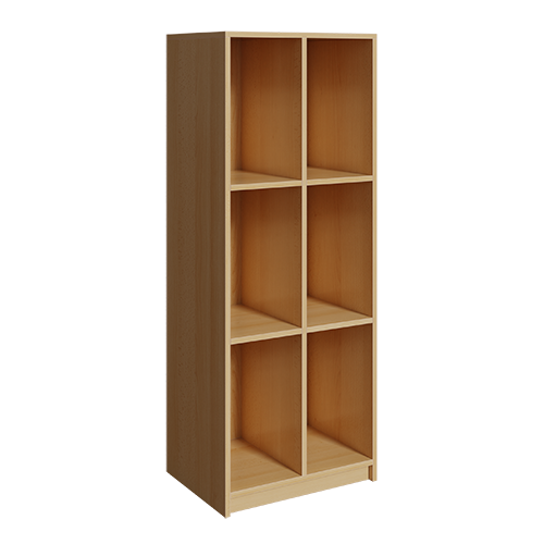 Schultaschenregal mit 6 Fächern B/H/T: 62x160x45 cm, 2reihig mit 3 Fächern übereinander Schultaschenregal mit 6 Fächern B/H/T: 62x160x45 cm, 2reihig mit 3 Fächern übereinander