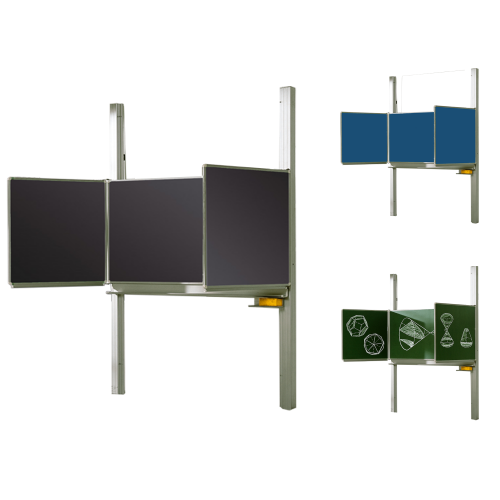 Schultafel Pylonentafel aus Premium Stahlemaille, Serie PYKL E Pylonenklappschiebetafel Schultafel Pylonentafel aus Premium Stahlemaille, Serie PYKL E Pylonenklappschiebetafel