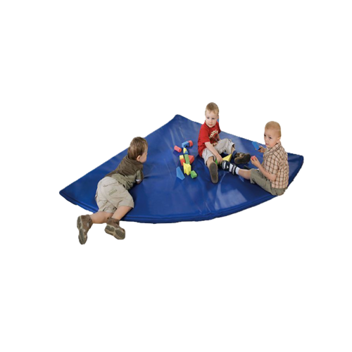 Viertelkreisbodenmatte mit abwischbarem Kunstlederbezug, verschiedene Schenkellängen, Mattenstärke 4 cm