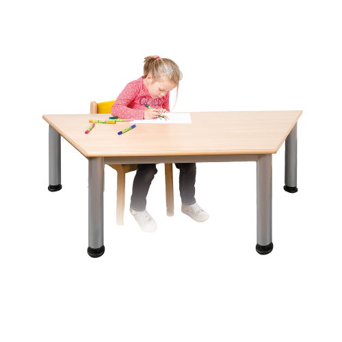 Trapezförmiger Tisch, Platte mit Schichtstoff verschiedene Größen in wählbarer Höhe, Stahlrohr-Füße Ø 60 Trapezförmiger Tisch, Platte mit Schichtstoff verschiedene Größen in wählbarer Höhe, Stahlrohr-Füße Ø 60