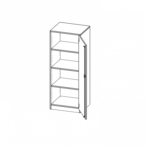 Schrank, 4 Ordnerhöhen - Serie evo180 B/H/T: 60x154x50 cm, 1 Tür, abschließbar, Tür öffnet nach rechts, mit Sockel (81 mm)