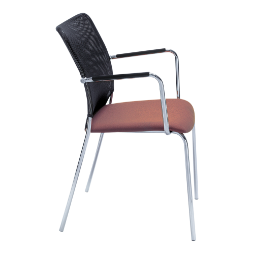 Konferenzstuhl SOLA, mit Armlehne B/H/T: 55x88x58 cm, schwarzer Netzstoff, Gestellfarbe und Stoffgruppe wählbar