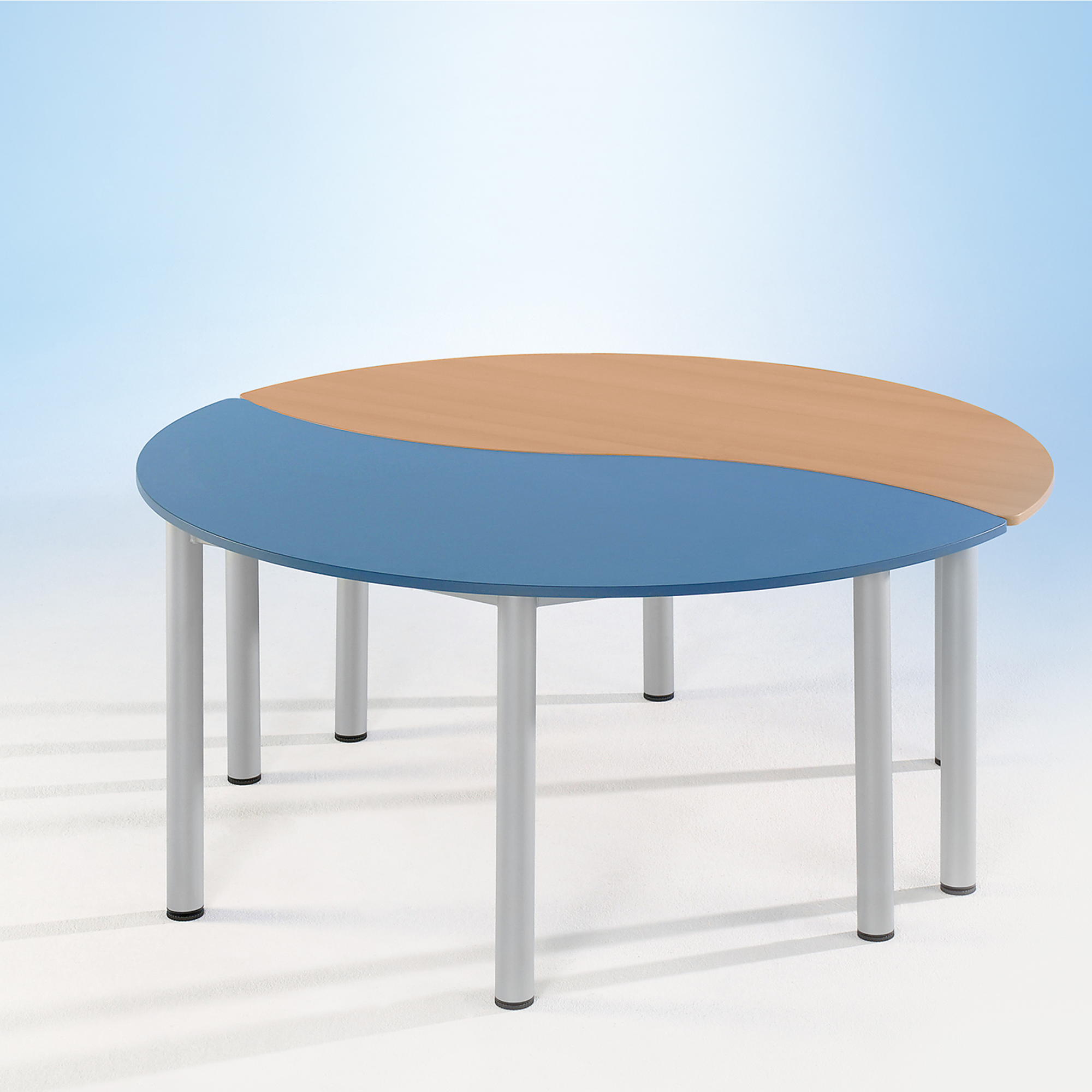 "SoooRounD" Basic II Halbrundwellentisch, höhenverstellbar B/H/T: 160x58-72x80 cm