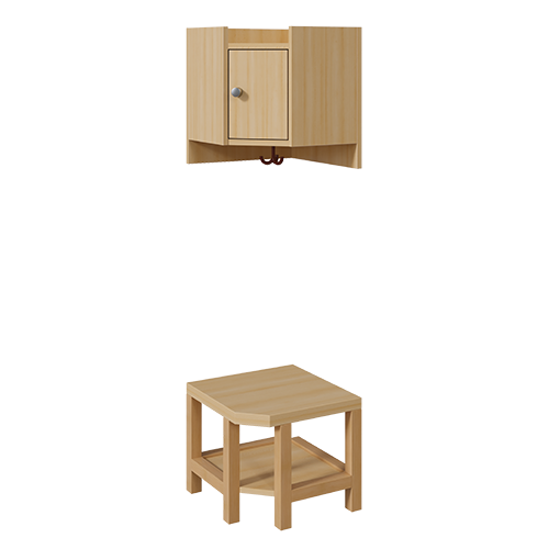 Garderoben-Innenecke mit Ablage und Tür B/H/T: 43x158x43 cm, ohne Stützen, zweiteilig, Ablage zur Wandmontage Garderoben-Innenecke mit Ablage und Tür B/H/T: 43x158x43 cm, ohne Stützen, zweiteilig, Ablage zur Wandmontage