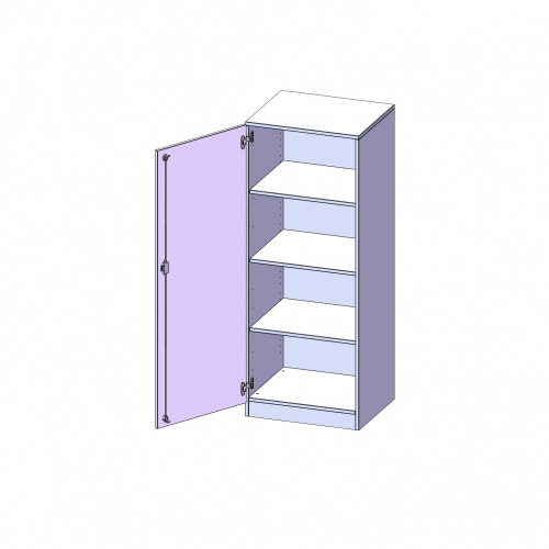 Schrank, 4 Ordnerhöhen - Serie evo180 B/H/T: 60x154x50 cm, 1 Tür, abschließbar, Tür öffnet nach links, mit Sockel (81 mm)