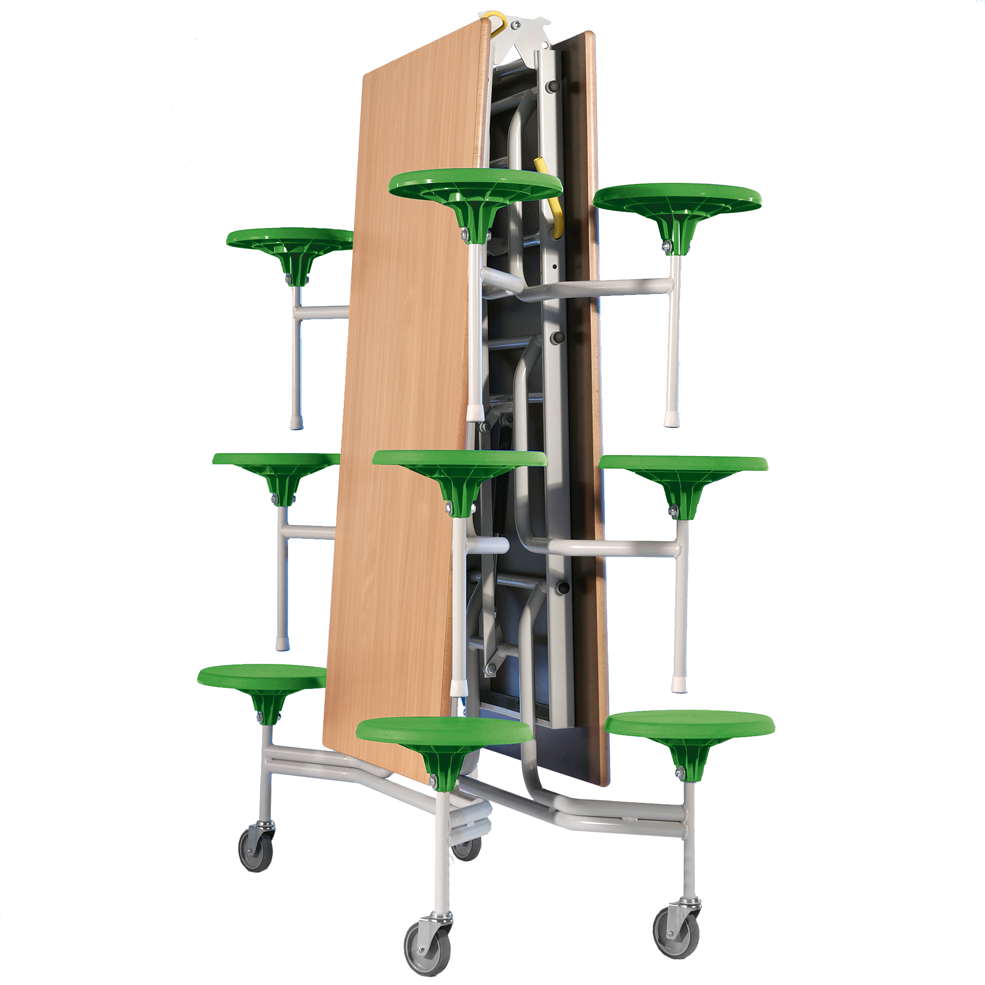 Spaceflex 2.0 Klapptisch mit integrierten Stühlen, rechteckig, Schichtstoffplatte Maße wählbar, 12 oder 16 Sitze
