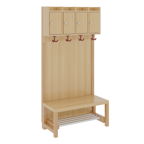 Komplettgarderobe mit Ablagen und Türen Stütze mit Paneelrückwand, Aluminiumrost (ohne Facheinteilung), T: 39 cm