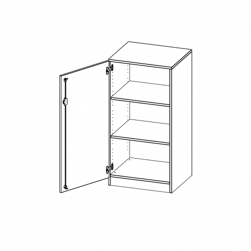 Schrank, 3 Ordnerhöhen - Serie evo180 B/H/T: 60x118x50 cm, 1 Tür, abschließbar, Tür öffnet nach links, mit Sockel (81 mm)