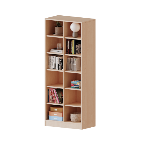 Taschenregal, 4,5 Ordnerhöhen - Serie evo180 B/H/T: 70,3x172x40 cm, Breite 70,3 cm, Gesamthöhe 172 cm, 12 halbhohe Fächer, mit Sockel (81 mm)