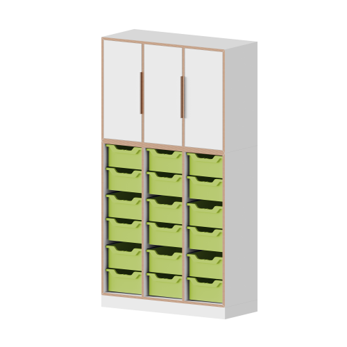 qickly® Schrank, 5 Ordnerhöhen, 3 Türen, 18 große Ergo Tray Boxen B/H/T: 104,2x176x42,6 cm