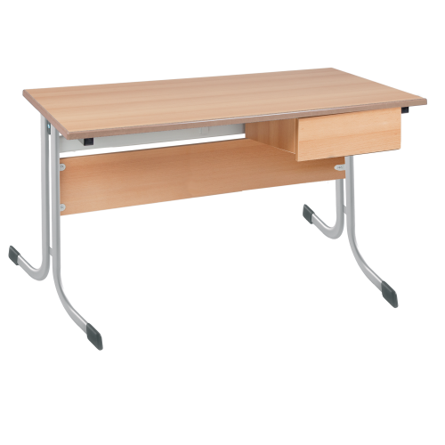 Lehrertisch, Melamin, Schub rechts unter der Tischplatte montiert B/H/T: 130x76x65 cm Lehrertisch, Melamin, Schub rechts unter der Tischplatte montiert B/H/T: 130x76x65 cm