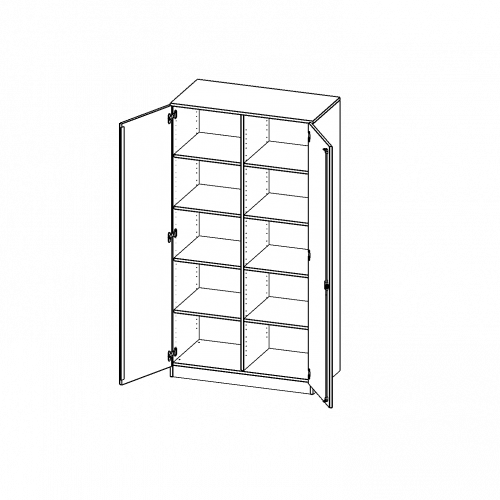 Schrank, 5 Ordnerhöhen - Serie evo180 B/H/T: 100x190x50 cm, 2 Türen, abschließbar, mit Mittelwand, mit Sockel (81 mm)